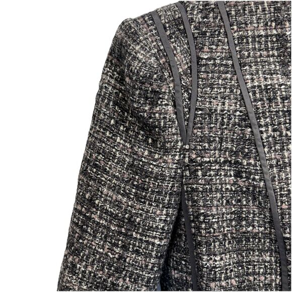 Ann Taylor Gray Tweed Wool Blend Womens Jacket Size 0 Career Blazer Fabric Trim - Picture 4 of 11